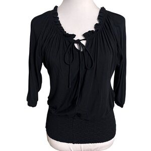 White House Black Market Black Ruched Blouse